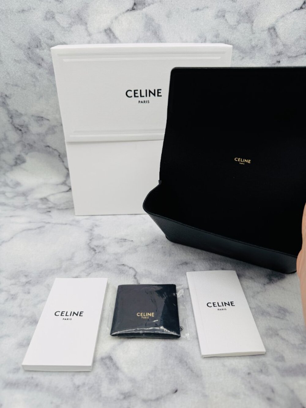 CELINE Sunglasses Case,White Box,Black Wide Case,Drawstring Bag,Boxed,Cloth,Card - Picture 5 of 12